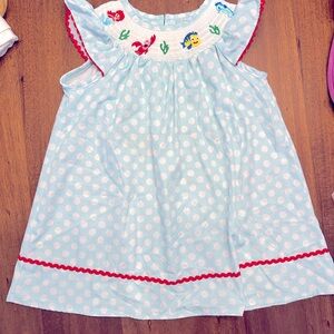 Smocked Little Mermaid Embroidered Dress